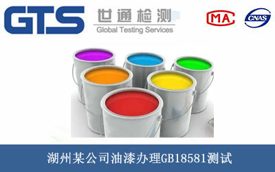 湖州某公司油漆办理GB18581测试