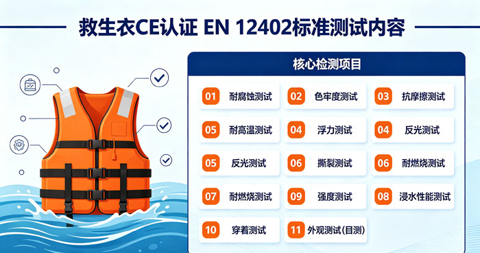 救生衣CE认证EN12402标准测试内容